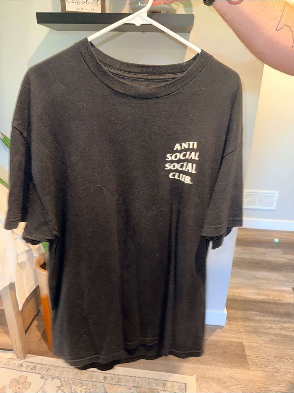 Anti Social Social Club Black Tee with White Chest Logo